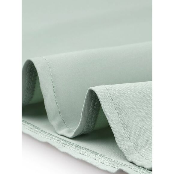 Bow Tie Neck Tops Elegant Office Short Sleeve Blouse Light Green - Picture 5 of 6